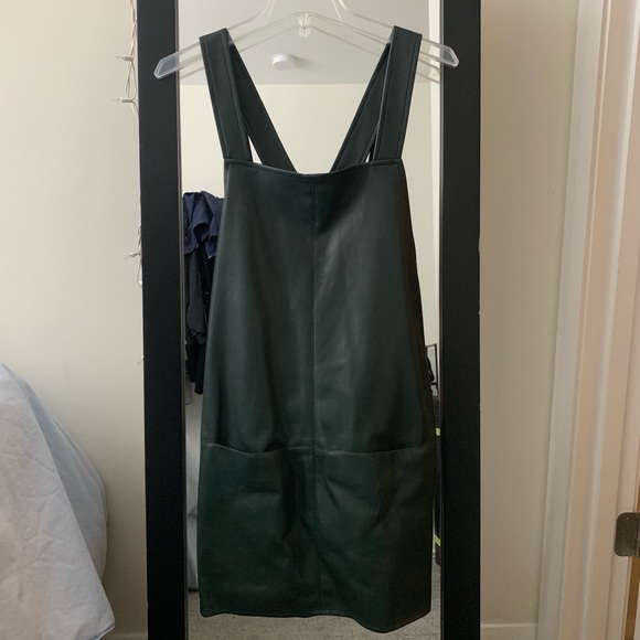Zara Dresses & Skirts - Hunter green Zara faux leather dress size small
